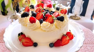 Chantilly Cake Moist cake with berries filling amp mascarpone cream frosting [upl. by Zarihs660]