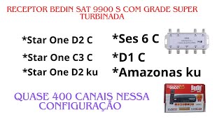 Receptor Bedin Sat 9900 s com 6 satélitesVeja como fica a grade de canais [upl. by Martinsen]