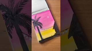 Beautiful scenery painting✨  shorts art satisfying sunset DrawingBook10 [upl. by Anoirtac989]