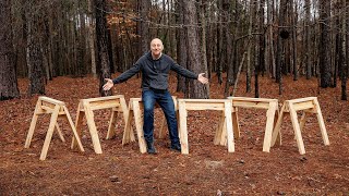 How to Build Simple Sawhorses  DIY Heavy Duty Wooden Sawhorses [upl. by Allekram]