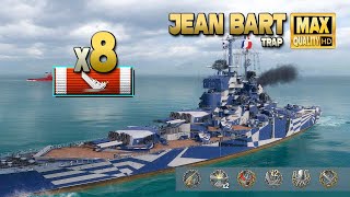 Battleship Jean Bart Mega drama on map Trap  World of Warships [upl. by Christabella795]