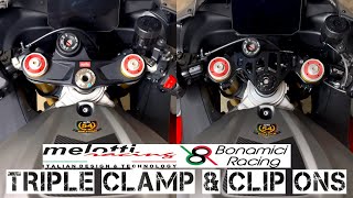 RSV4  Melotti Triple Clamp amp Bonamici Clip Ons  Install [upl. by Mears]