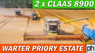 TWO CLAAS 8900 LEXIONS COMBINES CUTTING WHEAT AT WARTER PRIORY ESTATE [upl. by Hajile]