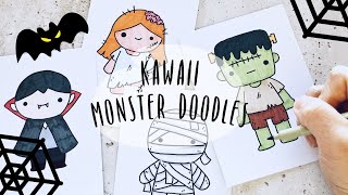 Lets Draw Kawaii Monster Doodles  Doodles by Sarah [upl. by Noived]