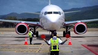 Plane Spotting Marshalling TLM to gate at CNX [upl. by Uni]