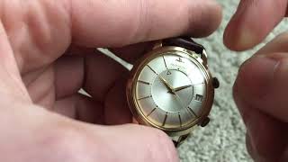 JaegerLeCoultre Memovox E855 bumper automatic date alarm watch k825 how to use solid gold [upl. by Anuaik]