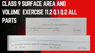 class 9 surface area and volume exercise 112 Q1 and Q2 all parts solutionnew ncert maths schoo [upl. by Wiltsey]