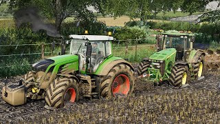 Deep plowing in mud in extreme conditions stuck in mud  Farming Simulator [upl. by Gilges]