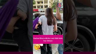 Gauhar Khan’s son say bye bye to the media gauharkhan spotted shorts momson [upl. by Auburn]