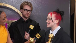 Billie Eilish REACTS to Golden Globe Win Exclusive [upl. by Lebana]