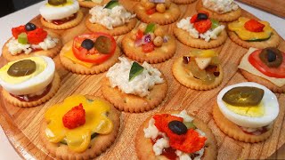 Canapes Recipes  Mini Snacks For Parties  7 Best Cracker Appetizer Recipes With Butter Puff [upl. by Analat]