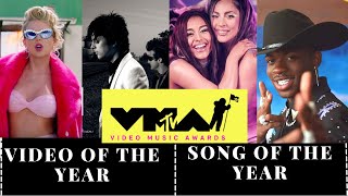 MTV VMA VIDEO OF THE YEAR AND SONG OF THE YEAR WINNERS [upl. by Lleral]