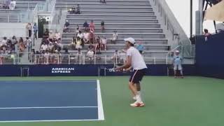 Dominic Thiem up close returning Sam Querrey serve 2017 US OPEN [upl. by Fredenburg]