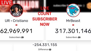 🔴LIVE  UR CRISTIANO VS MR BEAST LIVE COUNT SUBSCRIBER NOW ronaldo mrbeast youtuber shortslive [upl. by Farron]