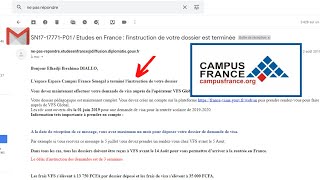 Message de fin de procédure Campus France  validation dossier et demande de visa France El ibra [upl. by Adliwa]