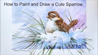 How to paint a cute little Sparrow Winter bird painting tutorial With Peter Sheeler [upl. by Solon]