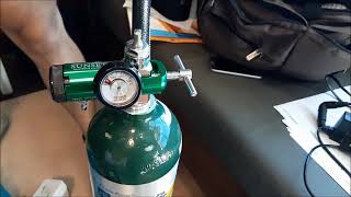 How to Use Oxygen Cylinder Tank at Home Lower Raise Liter Flow Regulator Rate Turn Off On Set Up [upl. by Carmelita41]