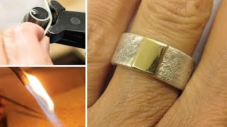 Anfertigung eines retikulierten Silberringes mit Goldblech  how to make a reticulated silver ring [upl. by Deaner]