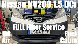 Nissan NV200 15 DCi FULL Filter Service  Oil Air Fuel Cabin  Service Light Reset  K9K 400 [upl. by Ardnasac]