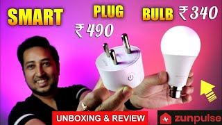 Cheap amp best SMART PLUG amp SMART BULB  Works with Alexa  Zunpulse Smart Bulb Plug unboxing amp Review [upl. by Akienaj]