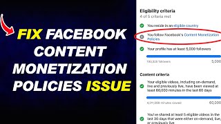 How to Fix Facebook Content Monetization Policies Issue 2024 [upl. by Aihsik]