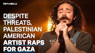 Despite threats Palestinian American artist raps for Gaza [upl. by Osicran]