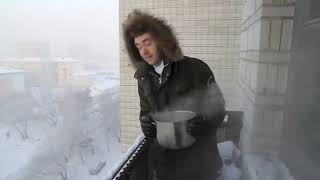 Instant vapor  Boiling water freezes instantly in Siberia [upl. by Notyarb]