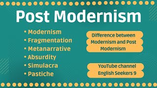 Post Modernism  Modernism  Literary theory  Metanarrative  Simulacra  Pastiche [upl. by Enelyt]