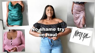 No shame Nasty Gal try on haul  In real life try on haul Plus size and trendy [upl. by Eemak]