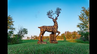 Wood Carver Turns Logs into Epic Tree Spirit Deer Sculpture  Wood amp Metal Art  Timelapse Video [upl. by Annor]