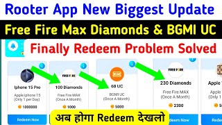 Rooter Free Fire Diamonds amp BGMI UC Out of Stock Problem Fixed✅Rooter ff diamond redeem problem fix [upl. by Morez603]