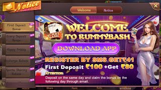 New Rummy game app name Rummy Bash bonus ₹41 hack trick ₹41  ₹371 live proof rummyBash newrummy [upl. by Maegan]