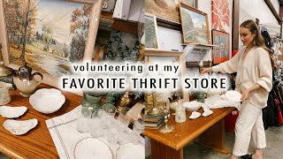 volunteering at my FAVORITE THRIFT STORE  decor haul  XO MaCenna Vlogs [upl. by Alac]