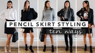 10 Ways to Style a Pencil Skirt  Capsule Wardrobe  by Erin Elizabeth [upl. by Ardnuasak775]