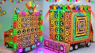 Navratri Durga Murti Mini Dj Truck Radha Krishna Dj Light Trolley  Gauri Ganesh Poja Big Dj Truck [upl. by Anirat]