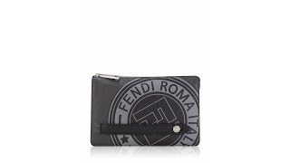 Fendi Selleria Fendi Stamp Patch Clutch Black Gray [upl. by Erastus]