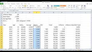 Retirement Planning Spreadsheets 3 Adding Inflation and Raises to the Model [upl. by Yaluz]