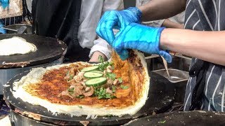 China Street Food in London Chinese Crepes Jianbing Tasted in Old Spitalfields Market [upl. by Osnerol]