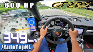 800HP PORSCHE 911 GT2 RS 349KMH on AUTOBAHN NO SPEED LIMIT by AutoTopNL [upl. by Eiramyelhsa962]