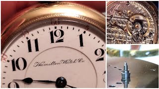 I replaced a balance staff   plus full assembly Hamilton 940 pocket watch [upl. by Trixy132]