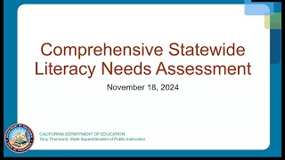 Comprehensive Statewide Literacy Needs Assessment [upl. by Rianna832]