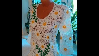 BLUSAS TEJIDAS A CROCHET CON FLORES [upl. by Oironoh510]