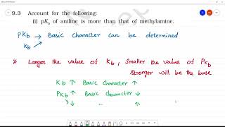 i pKb of aniline is more than that of methylamine [upl. by Mungovan890]