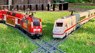 Custom LEGO DB ICE 2 and Regional Express on a big Layout in the Garden [upl. by Leyla855]