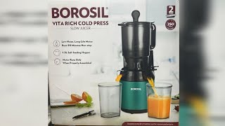 New Borosil Vita Rich Slow Juicer Demo [upl. by Latsyrc]