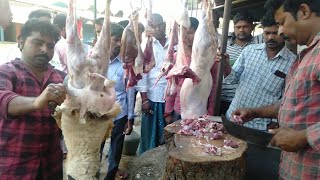 Mutton cutting center mutton shop mutton goat mutton meet howtocut allinone [upl. by Adnek]