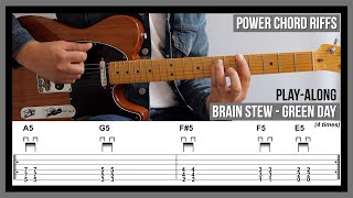 Brain Stew TAB  Power Chord Guitar Riffs  Green Day  Standard Tuning [upl. by Finkelstein272]