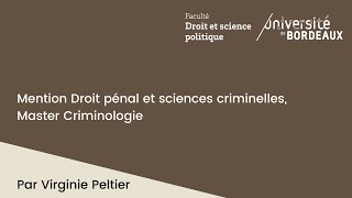 Podcast  présentation Mention droit pénal et sciences criminelles Master criminologie [upl. by Aylward]