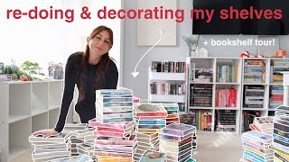 reorganize amp decorate my bookshelves with me 📖⛄️ bookshelf tour  bookmas day 3 [upl. by Ecnadnac]