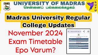 Madras University Regular Affiliated November 2024 Exam Starting Date [upl. by Yeung]